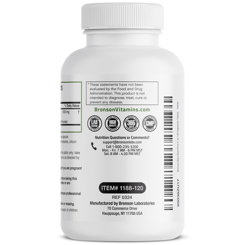 Bronson Maca Root Extra Lepidium Meyenii displayed in retail setting