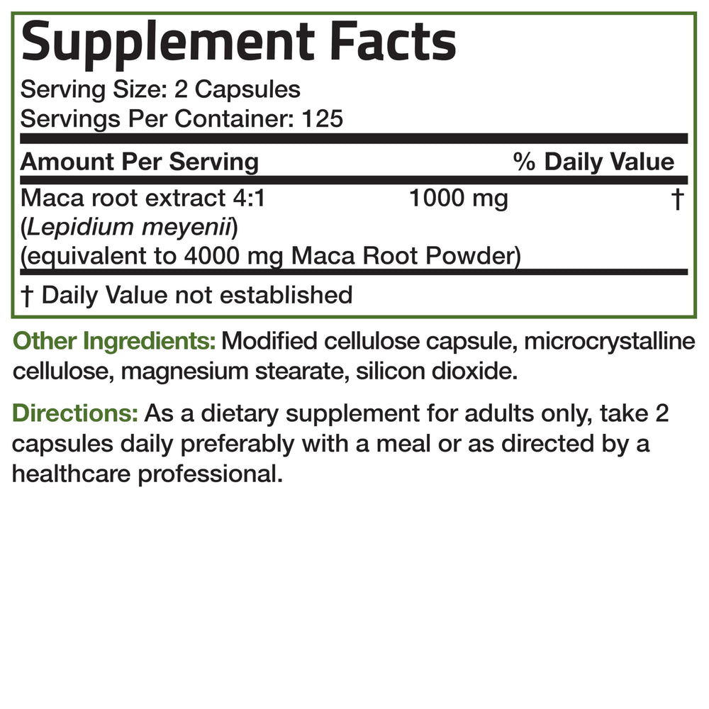 Vitality lifestyle concept with Maca Root supplement
