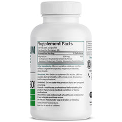 Back panel with supplement facts for Bronson Magnesium Glycinate