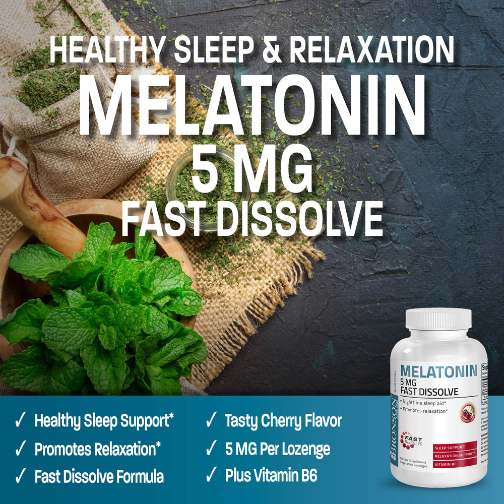 Bronson Melatonin with Vitamin B6 packaging detail