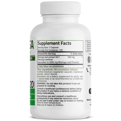 Close-up of Moringa capsules showing powder