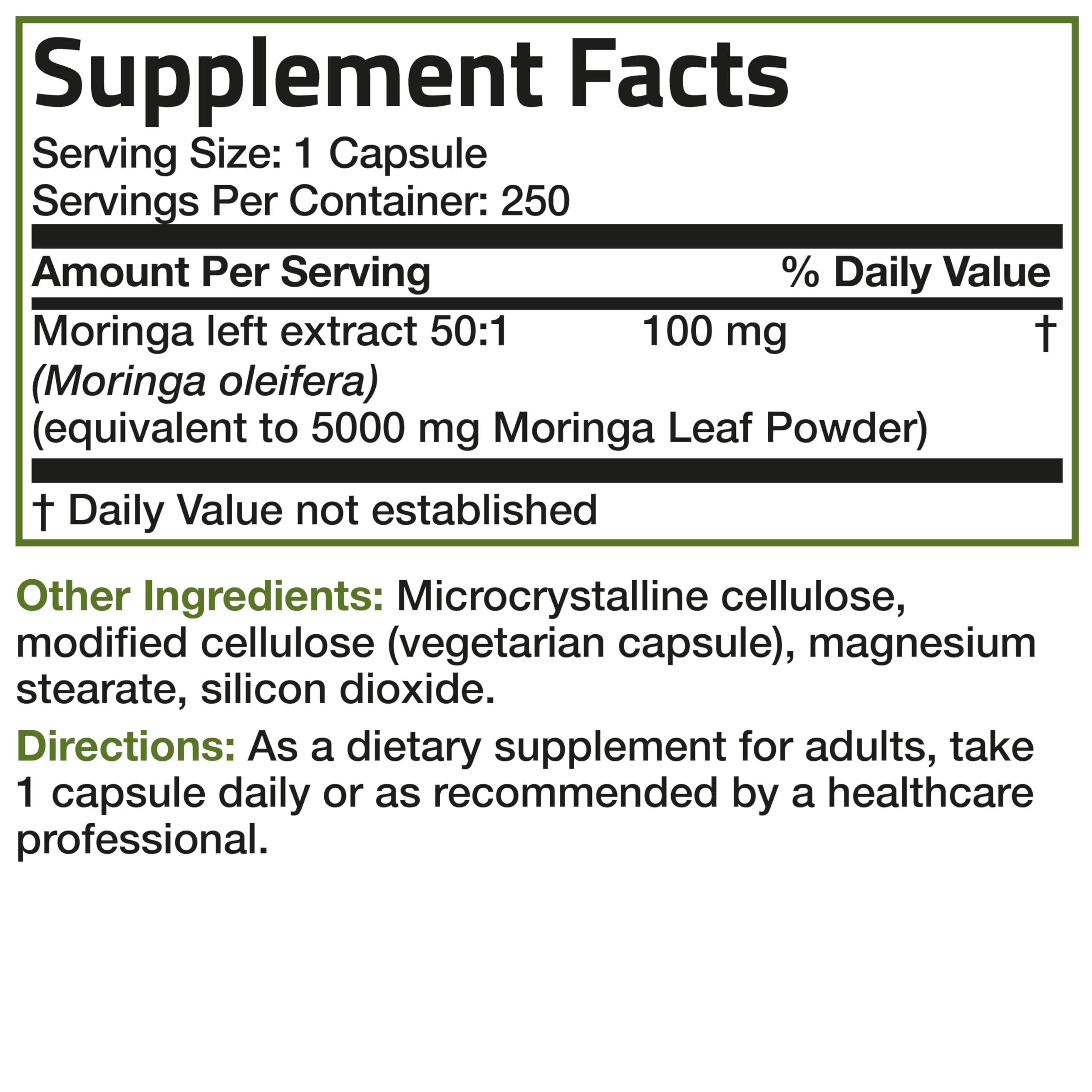 Visual of Moringa leaf powder and capsules representing nutrient-dense superfood