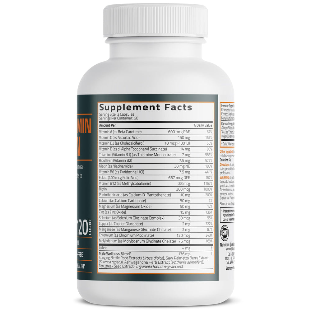 Close-up of Bronson Multivitamin for Men capsules