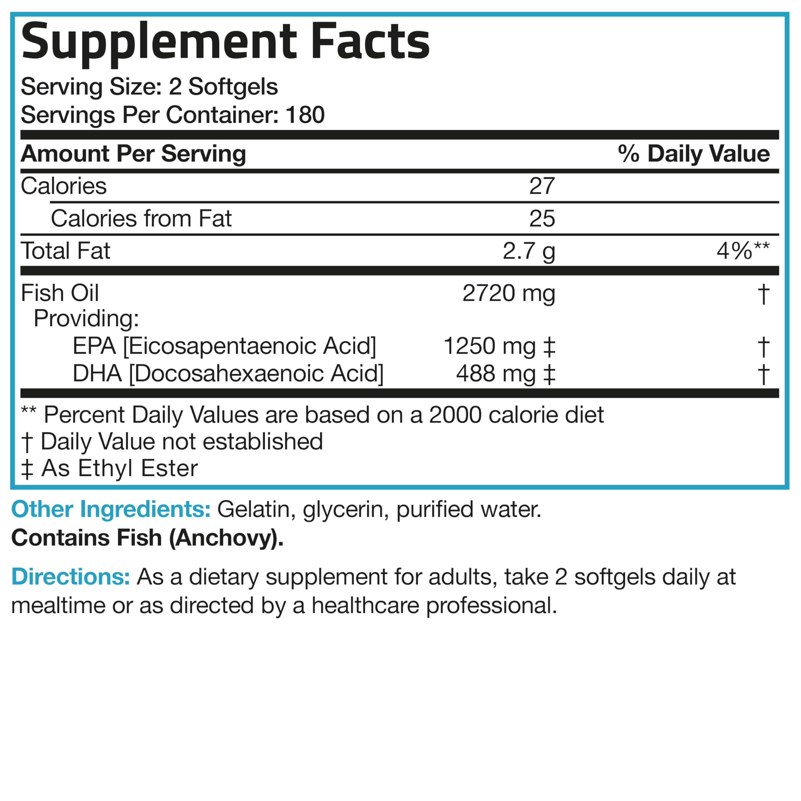 Bronson Omega-3 Fish Oil Triple Strength bottle with 360 softgels