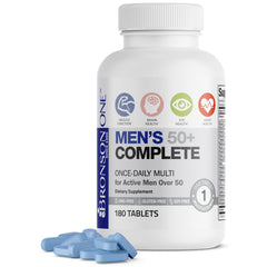 Bronson ONE Daily Mens 50+ complete multivitamin bottle packaging