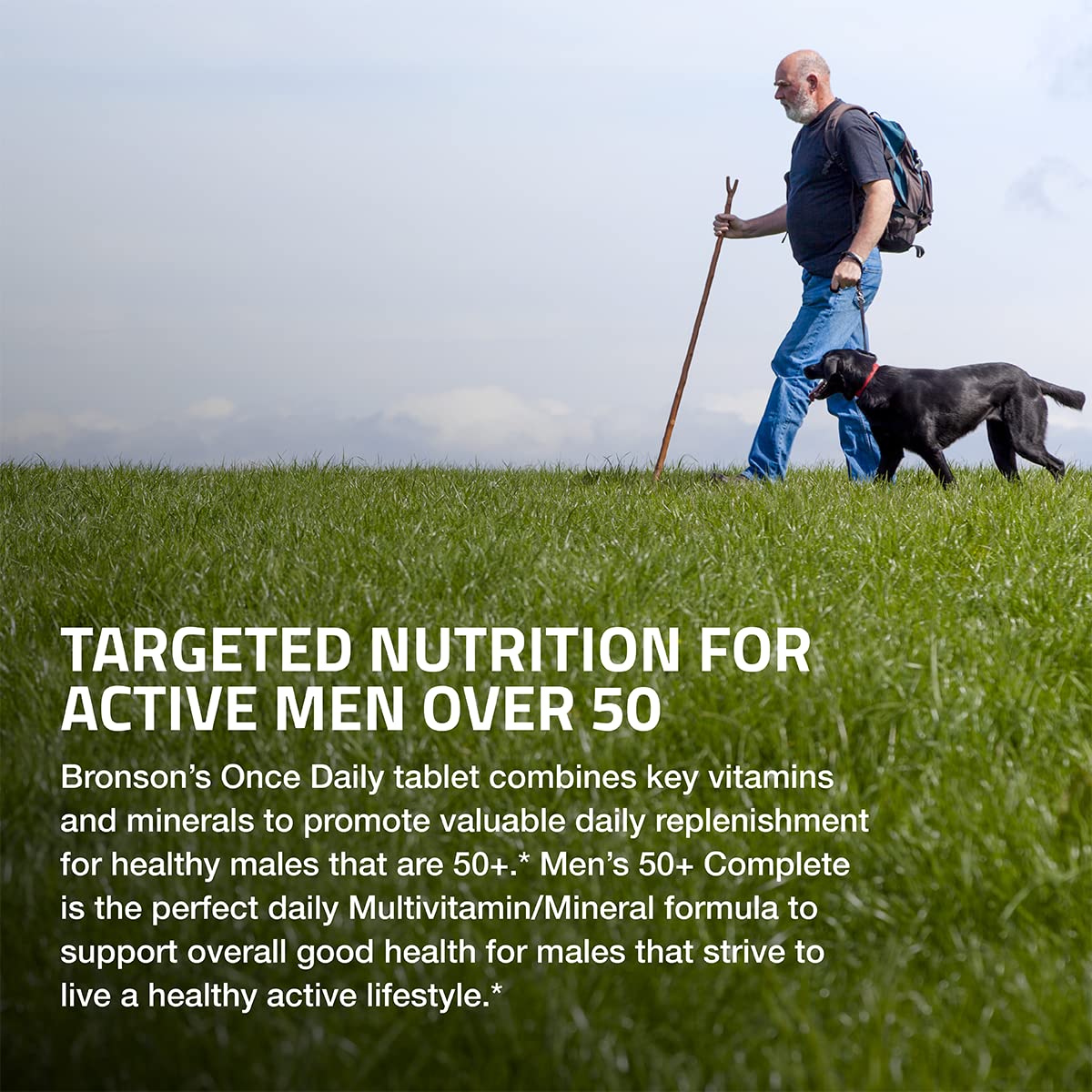 Close-up of Bronson ONE Daily Mens 50+ tablet