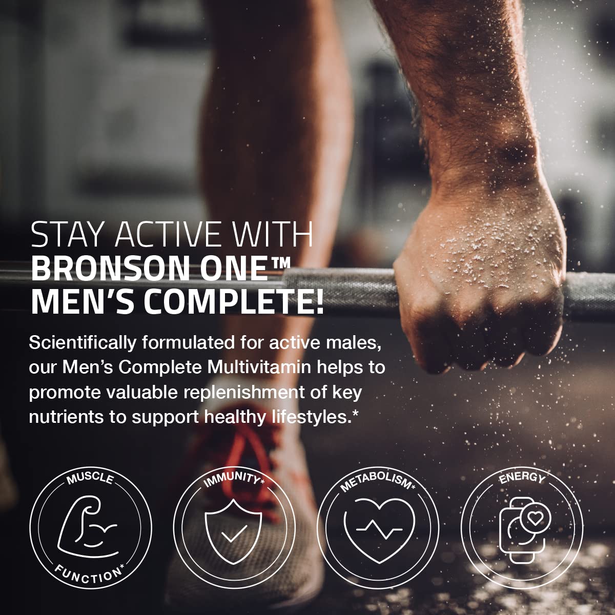 Bronson ONE bottle and tablets highlighting vitamin and mineral blend