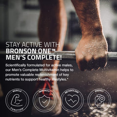 Bronson ONE bottle and tablets highlighting vitamin and mineral blend