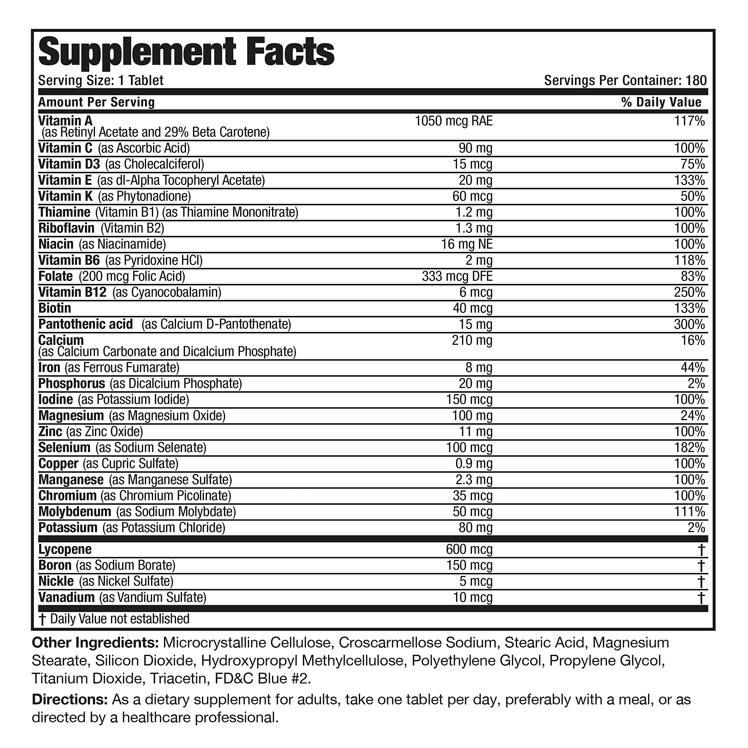 180 tablets bottle labeled Bronson ONE Daily Men's Complete