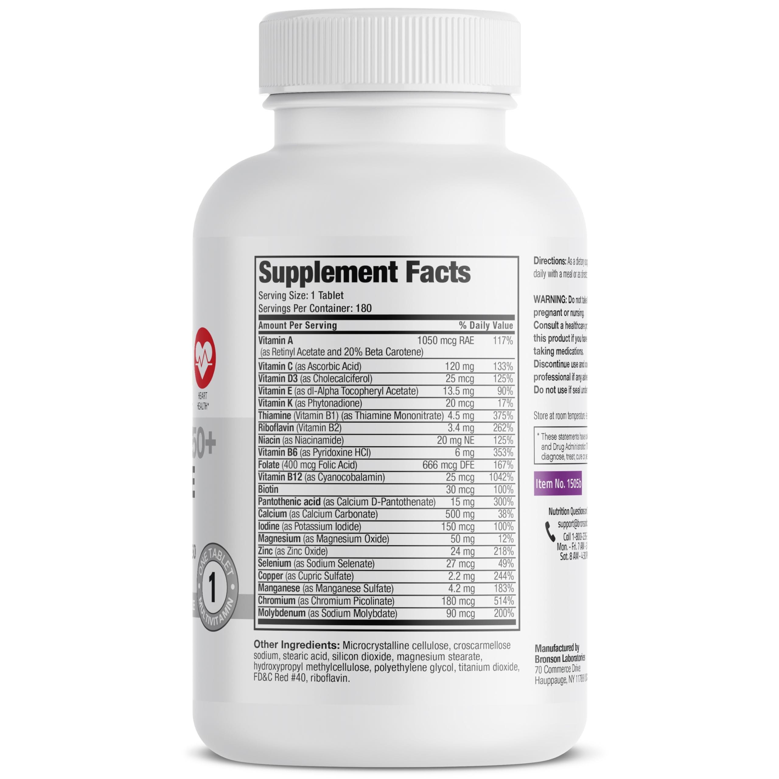 Bronson ONE Daily Women's 50+ Multivitamin bottle front close-up