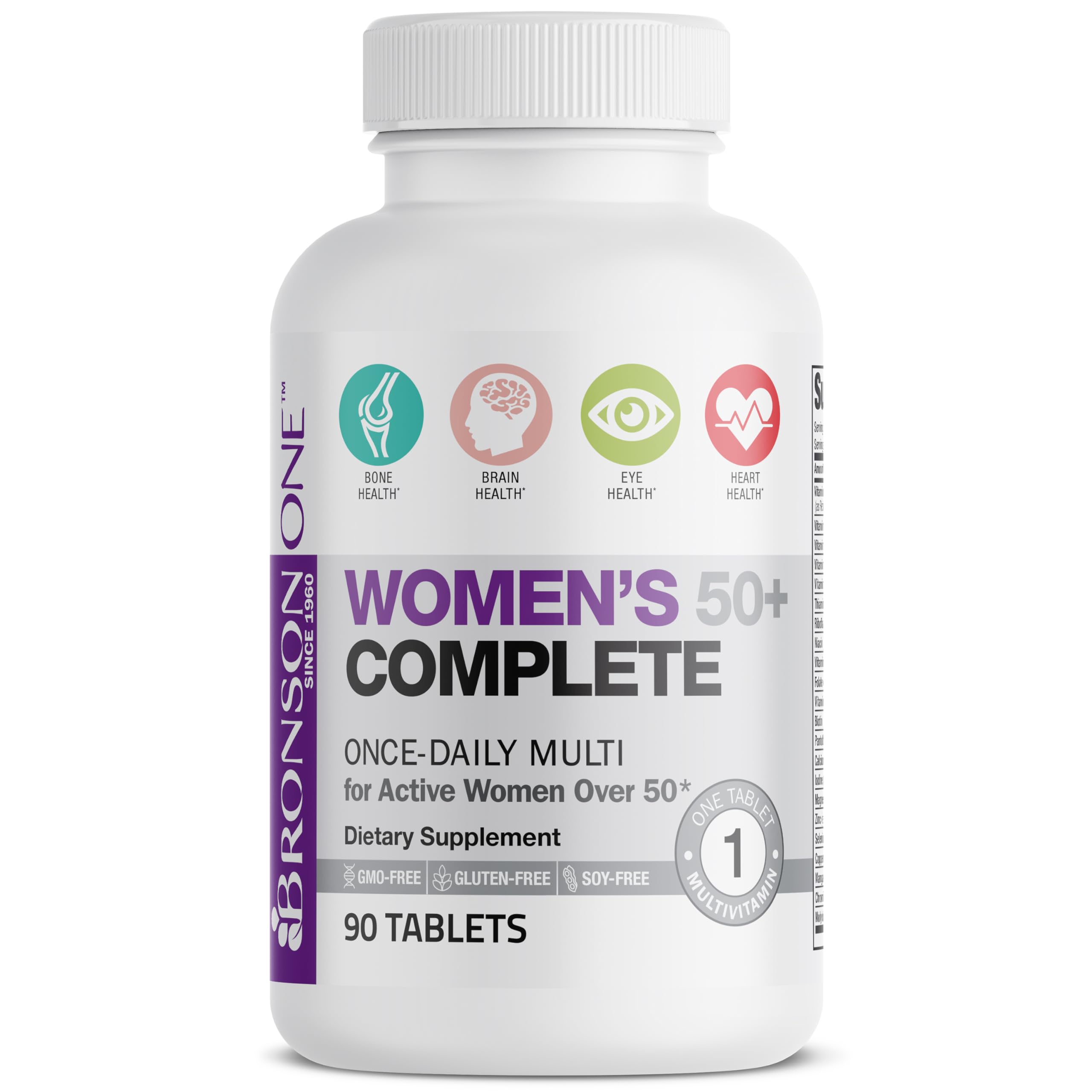 Ingredients list for Bronson ONE Daily Women's 50+ 90-tablets