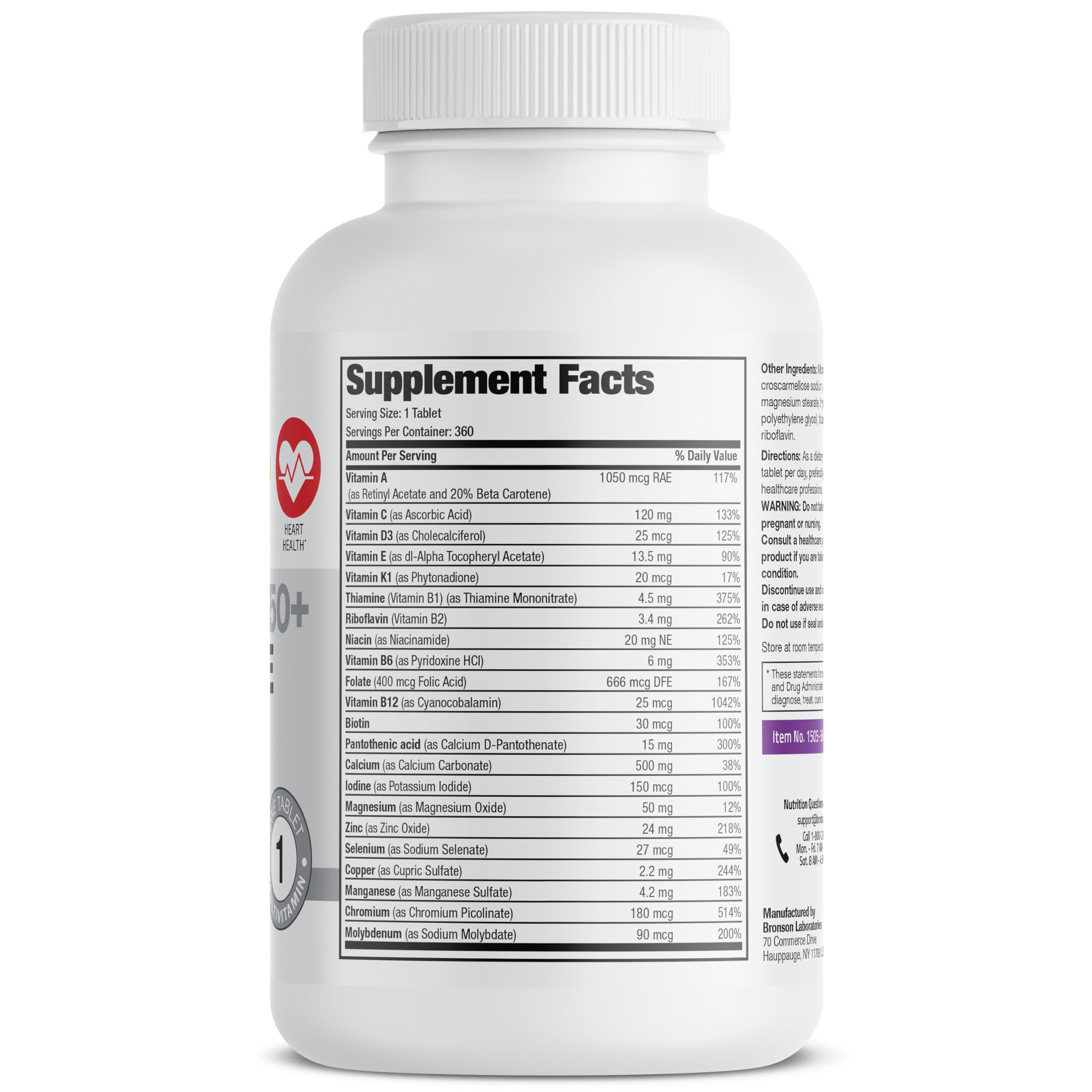 Bronson ONE Daily Women’s 50+ Multivitamin box with 360 tablets