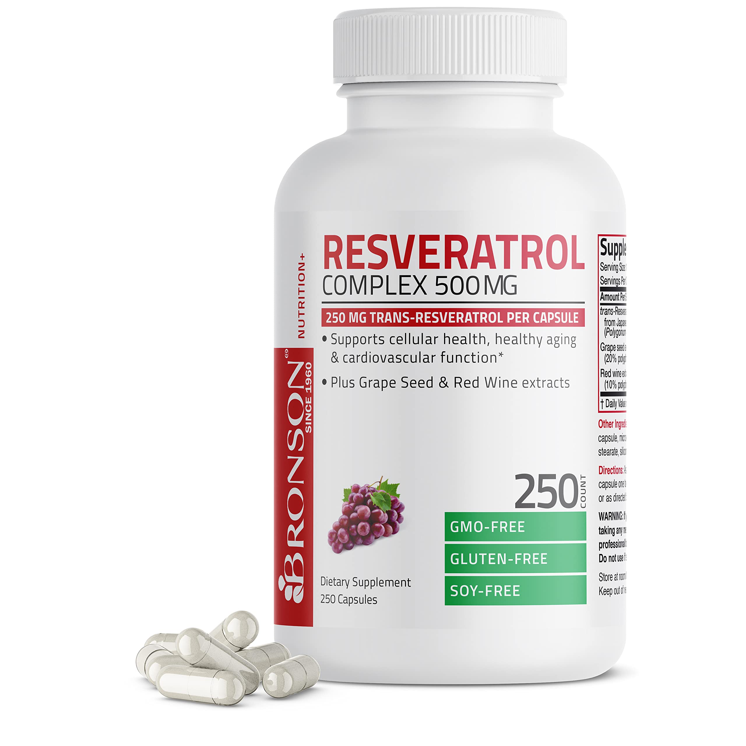 Bronson Resveratrol 500 Complex bottle and label