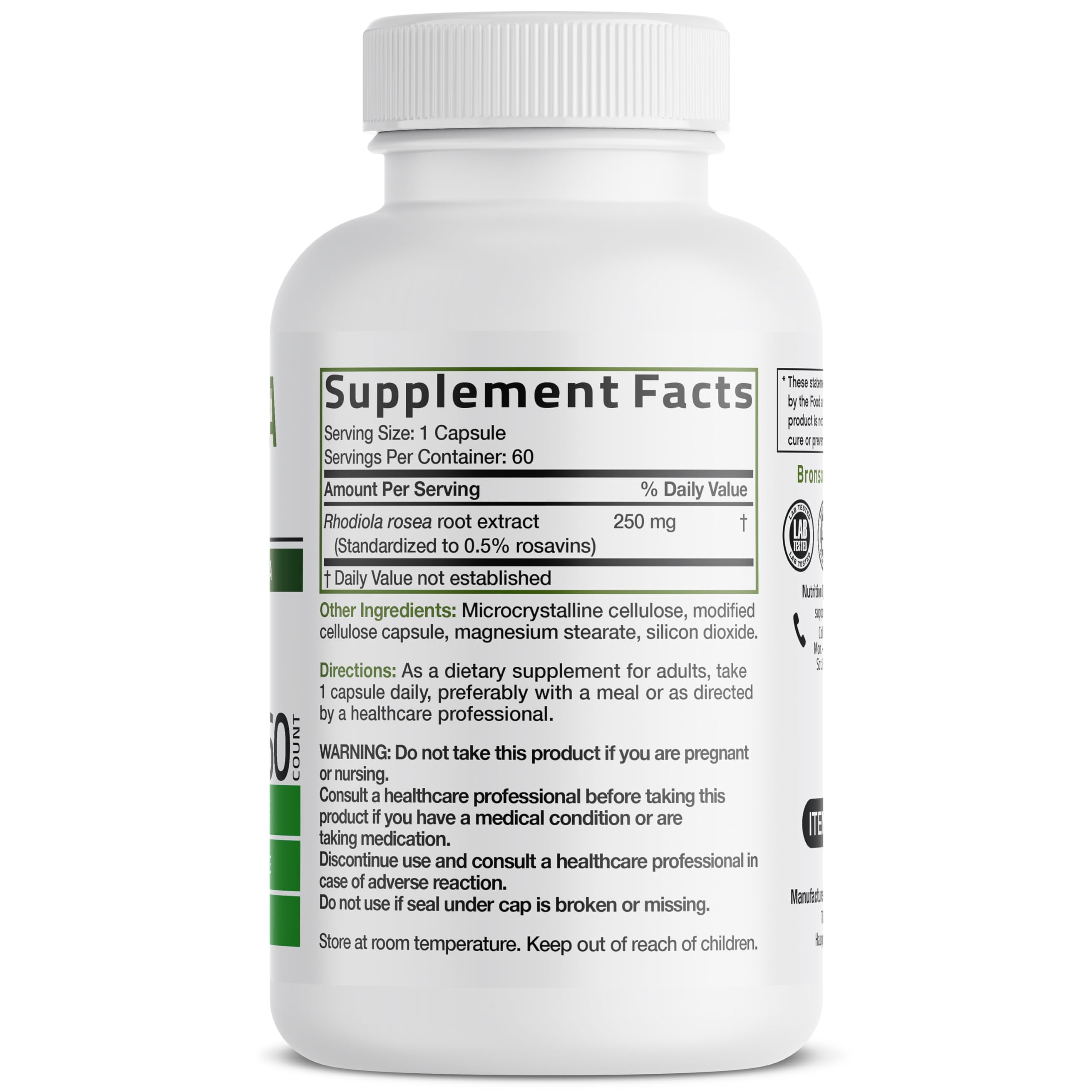 Close-up of Rhodiola Rosea vegetarian capsules