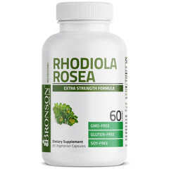 Supplement facts panel for Bronson Rhodiola Rosea Vegetarian Capsules