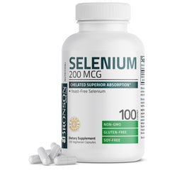 Bronson Selenium 200 mcg yeast-free chelated amino acid complex bottle
