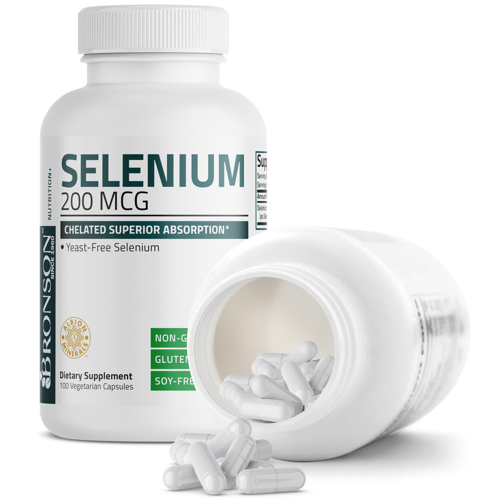 Close-up of selenium amino acid chelate capsules