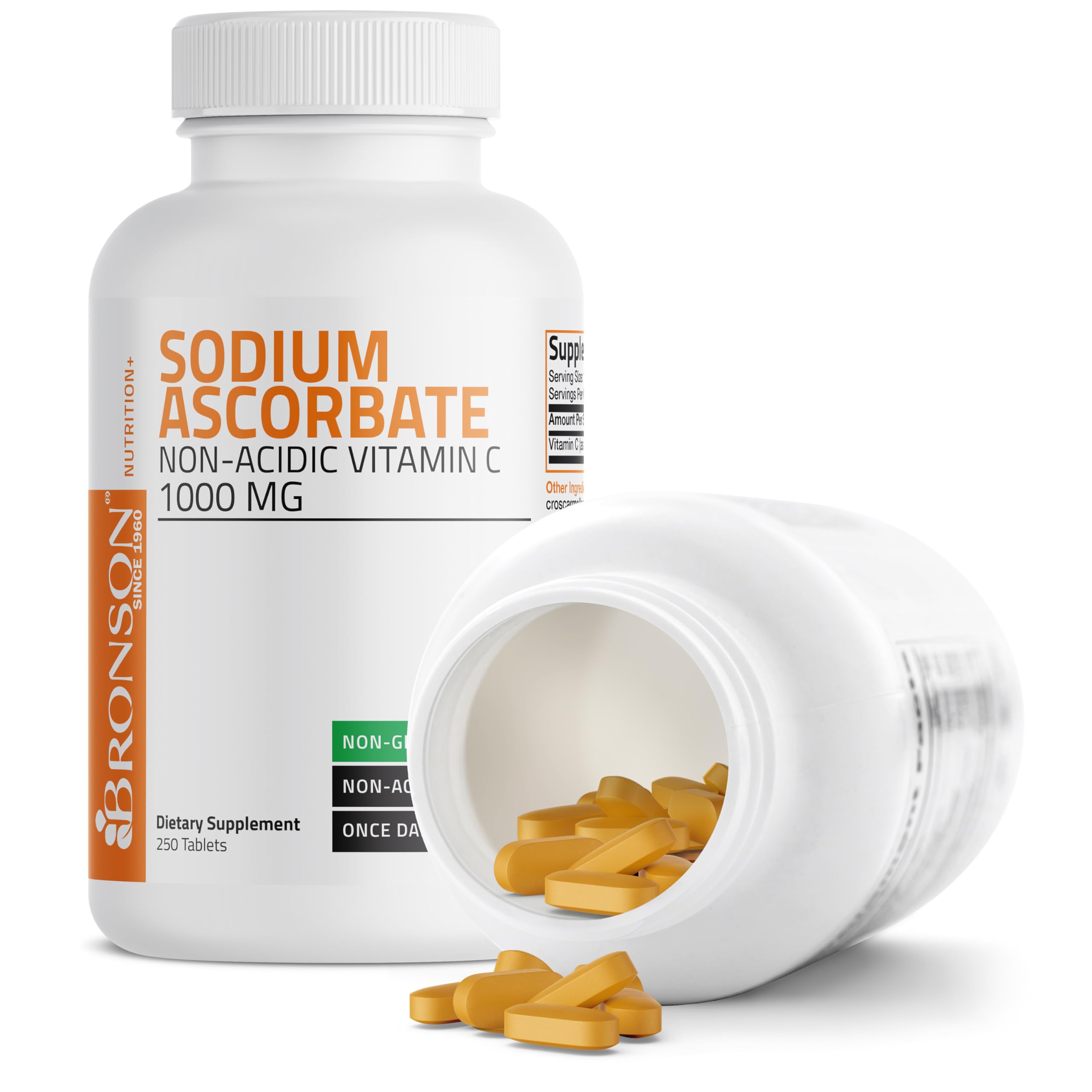 GMO-free statement on Bronson Vitamin C label