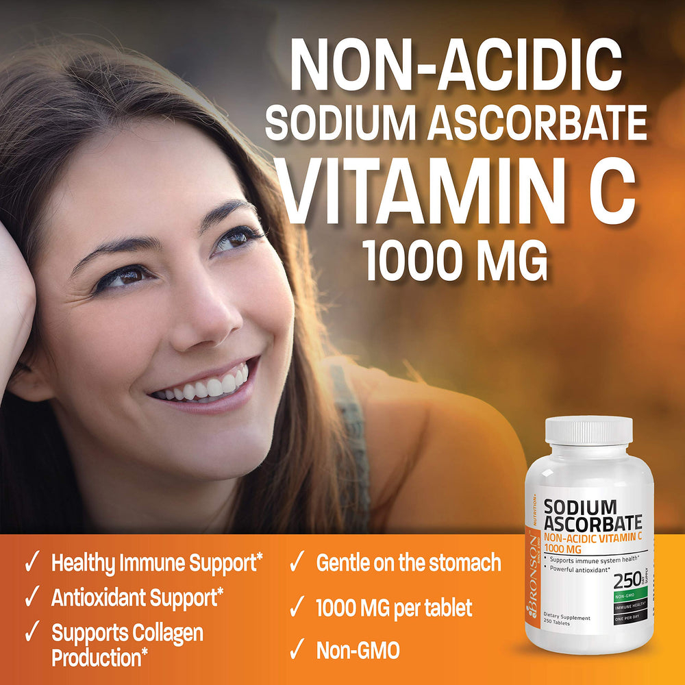 Bronson Vitamin C sodium ascorbate 1000mg tablets packaging