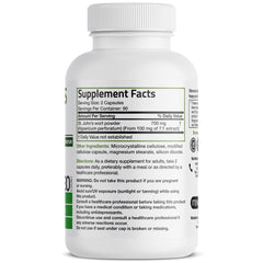 Close-up of Bronson St. John's Wort 700 mg per serving label