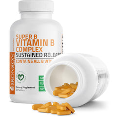 Graphic illustrating sustained release of B vitamins for energy support