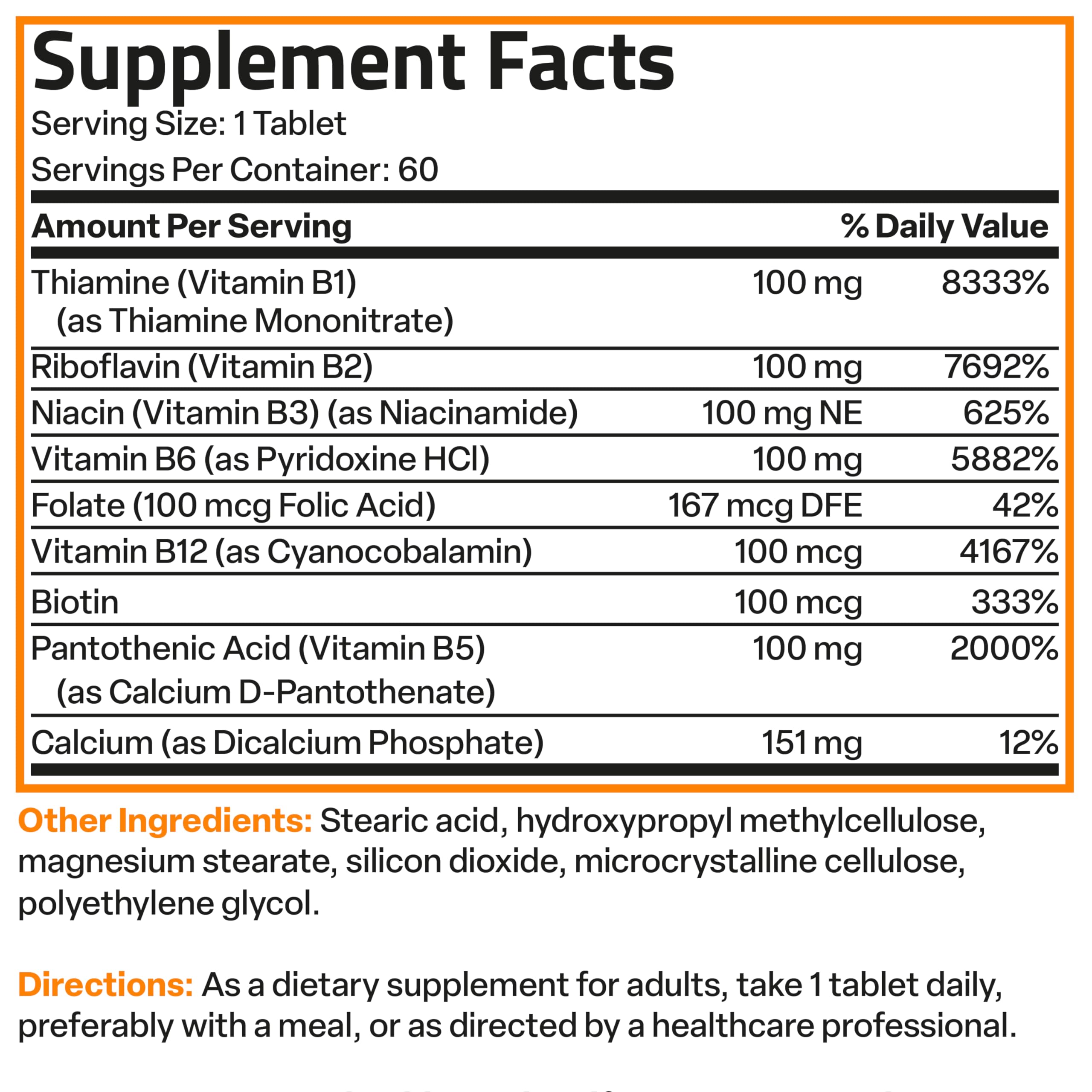 Back view of Bronson Super B100 60-tablet package