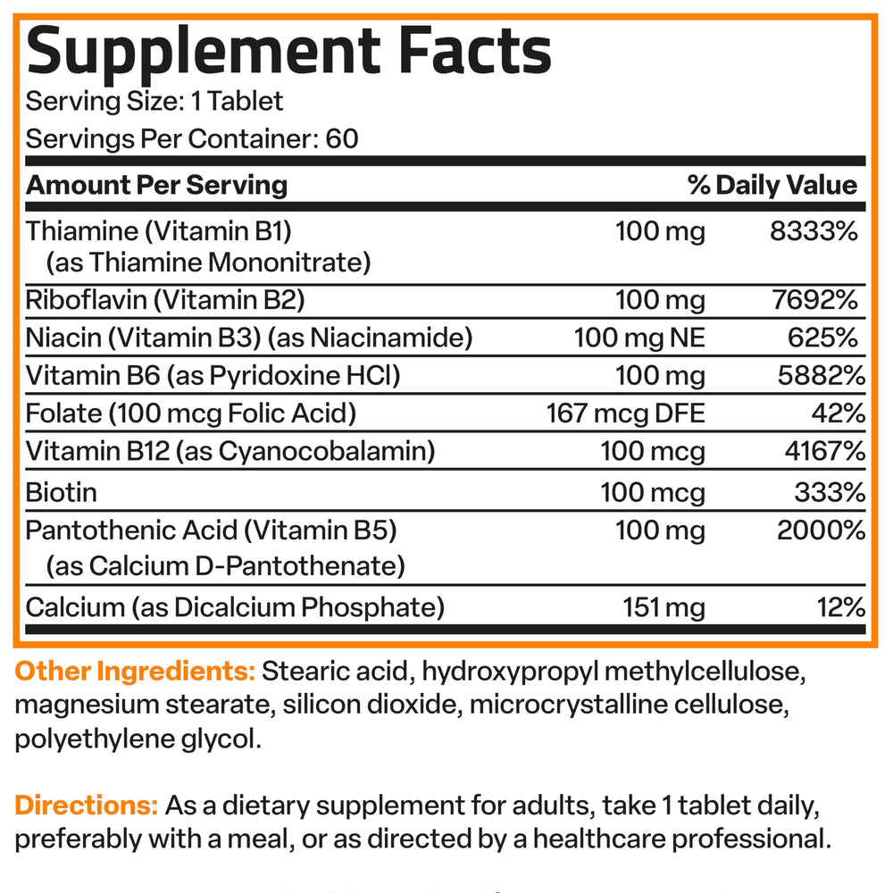 Back view of Bronson Super B100 60-tablet package