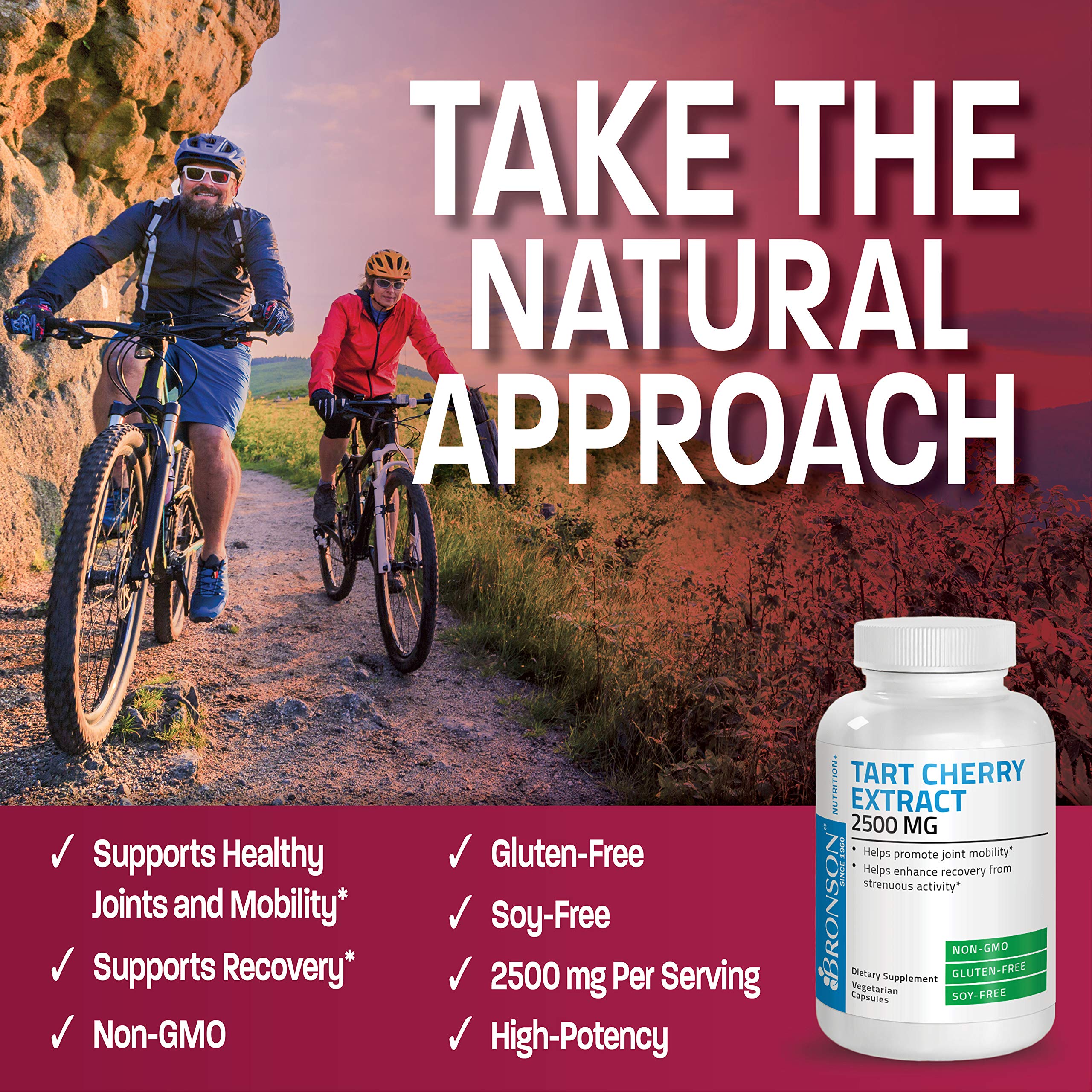 Non-GMO and gluten-free badges on Tart Cherry Extract label