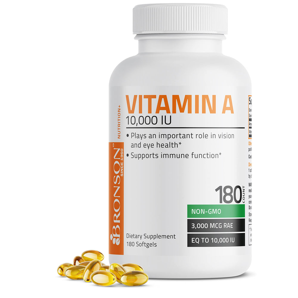 Bronson Vitamin A 10,000 IU bottle label