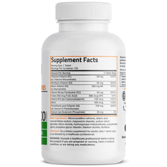 Close-up of B1, B2 and B3 on Bronson Vitamin B Complex label