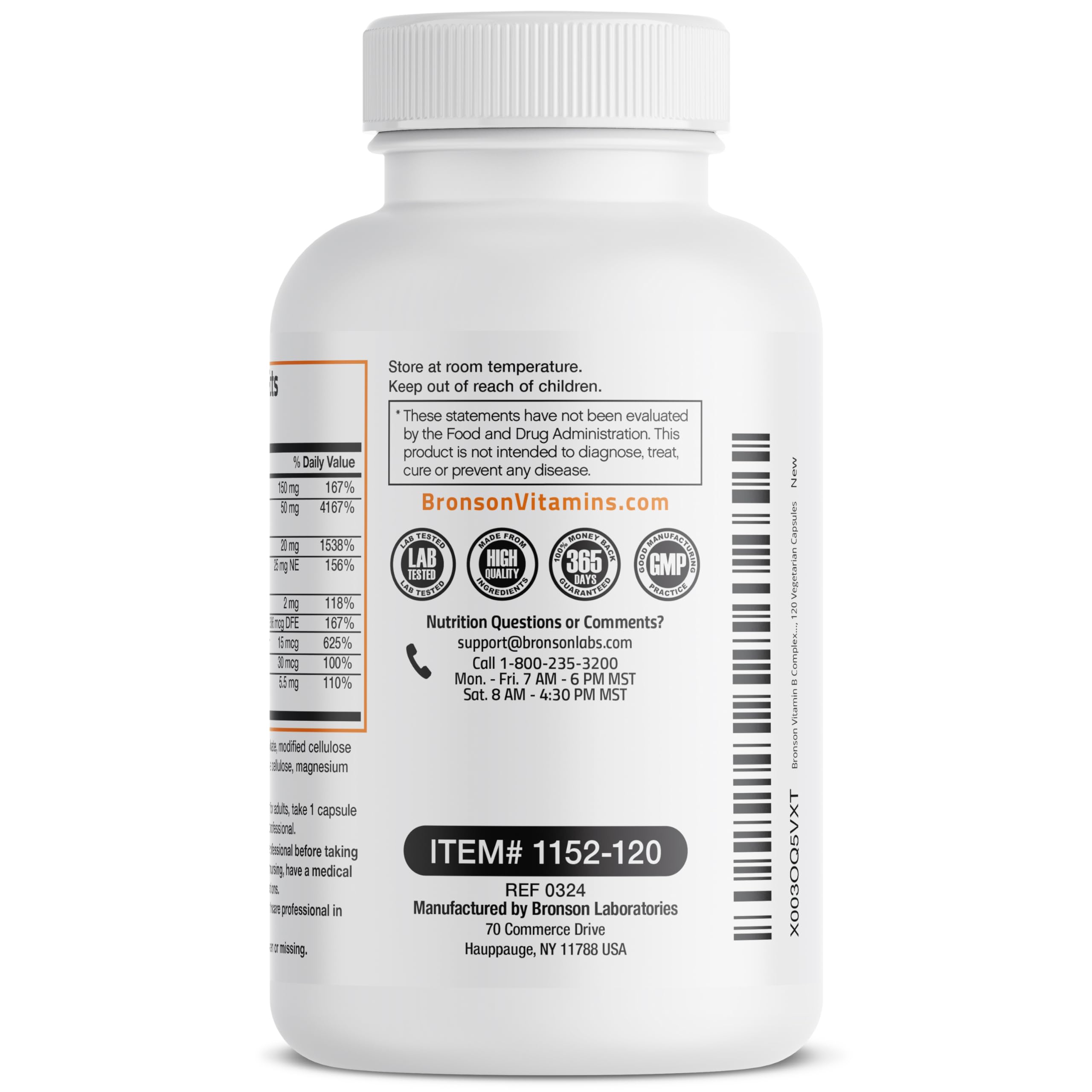 Nutrition facts and ingredients of Bronson B-Complex with C