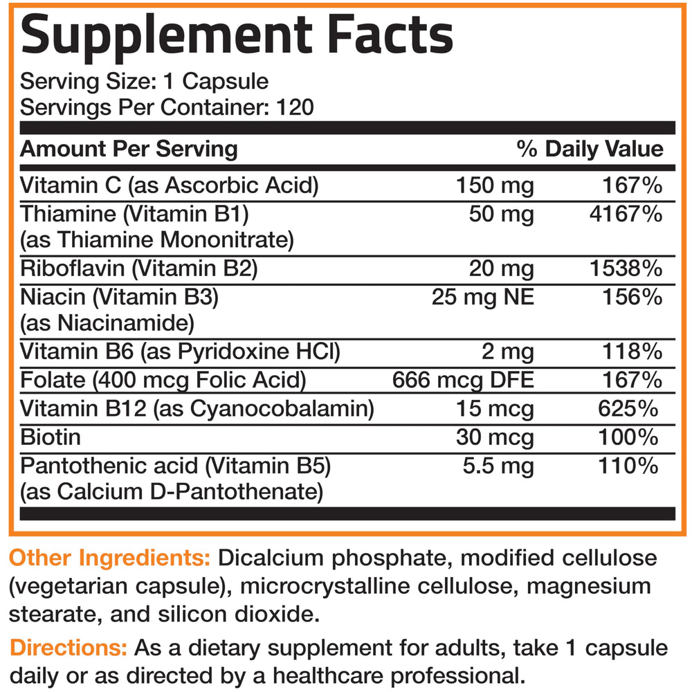 Bronson B Complex with Vitamin C bottle with seal and cap