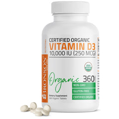 Bronson Vitamin D3 10,000 IU organic 360 tablets bottle