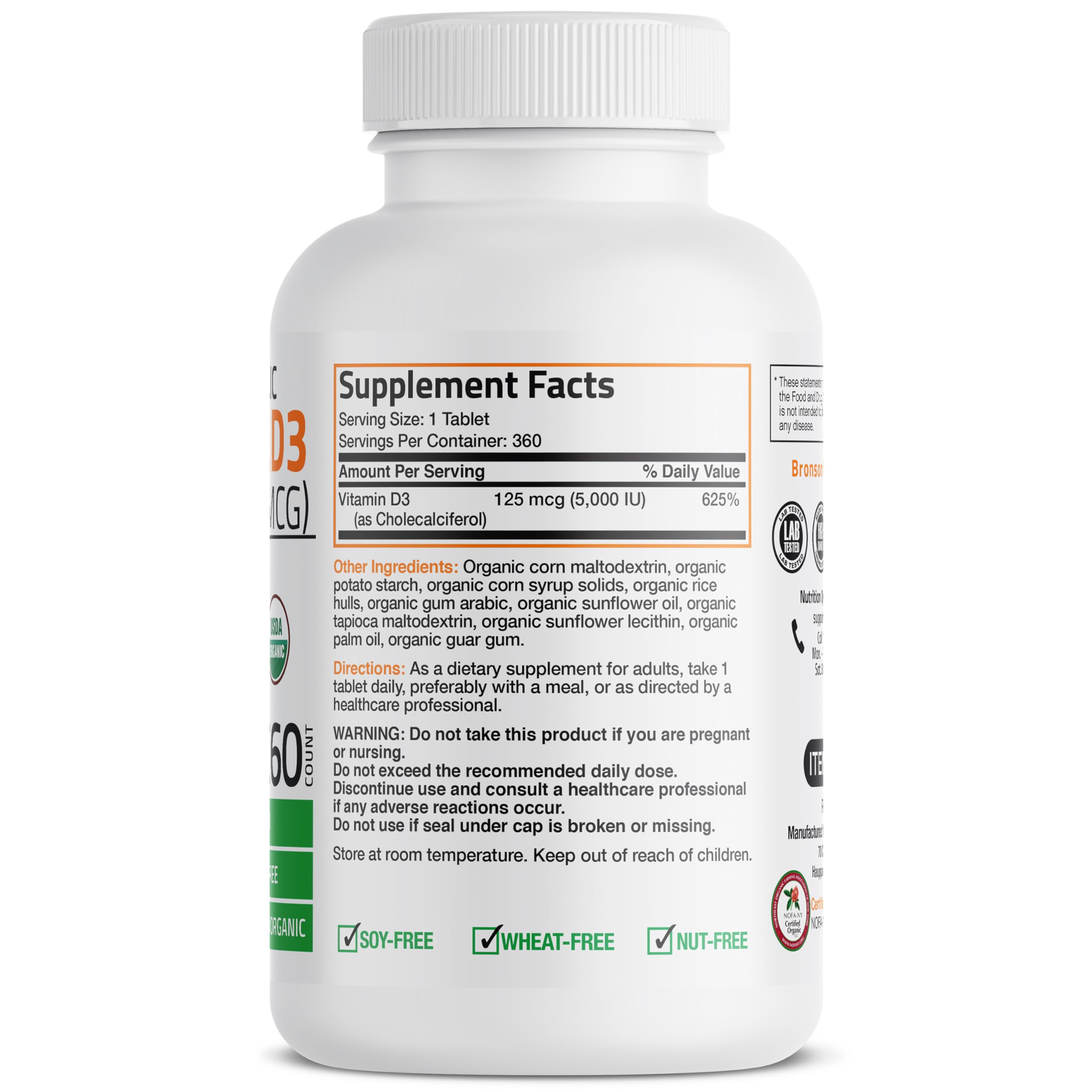 Bronson Vitamin D3 360 tablets in bottle