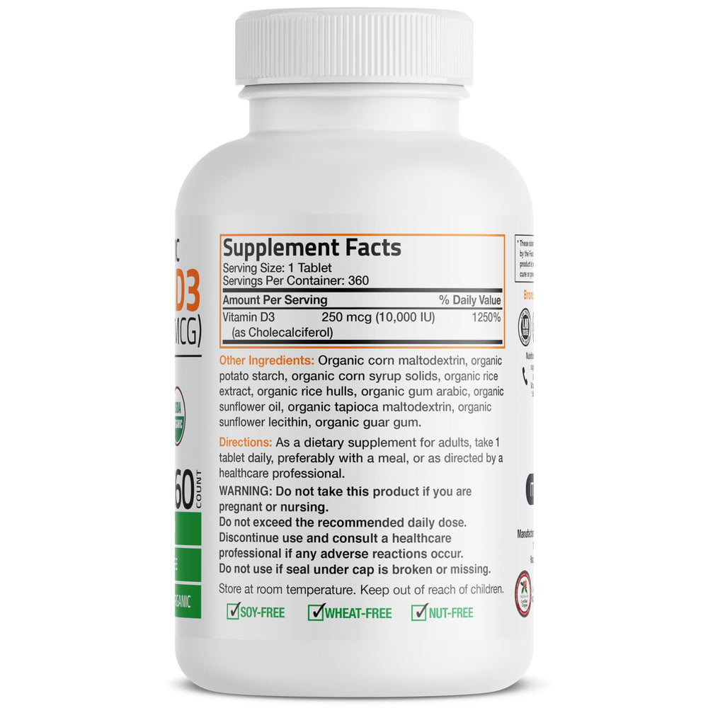 Bronson Vitamin D3 USDA Certified Organic packaging