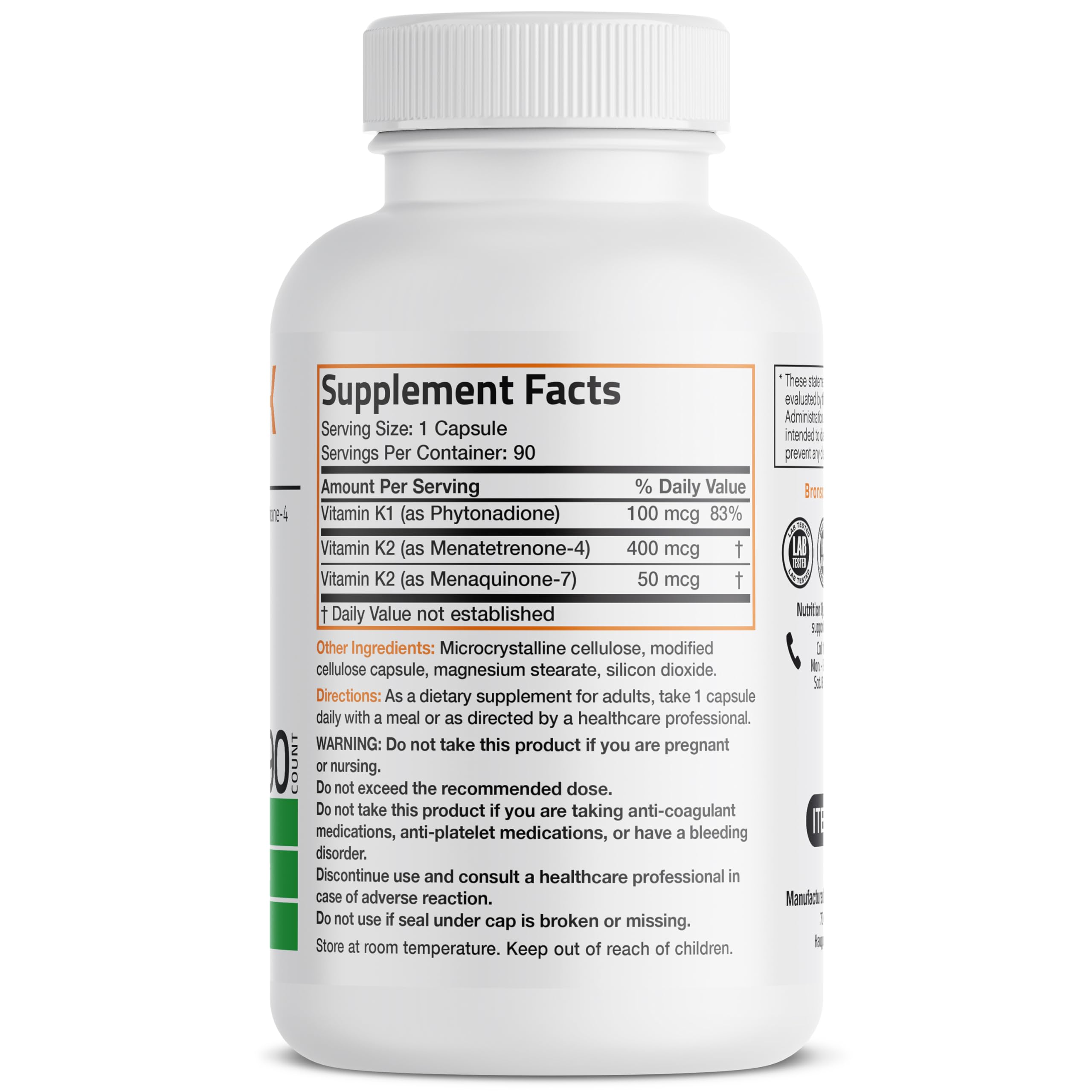 Vitamin K1, MK4 and MK7 capsules close-up