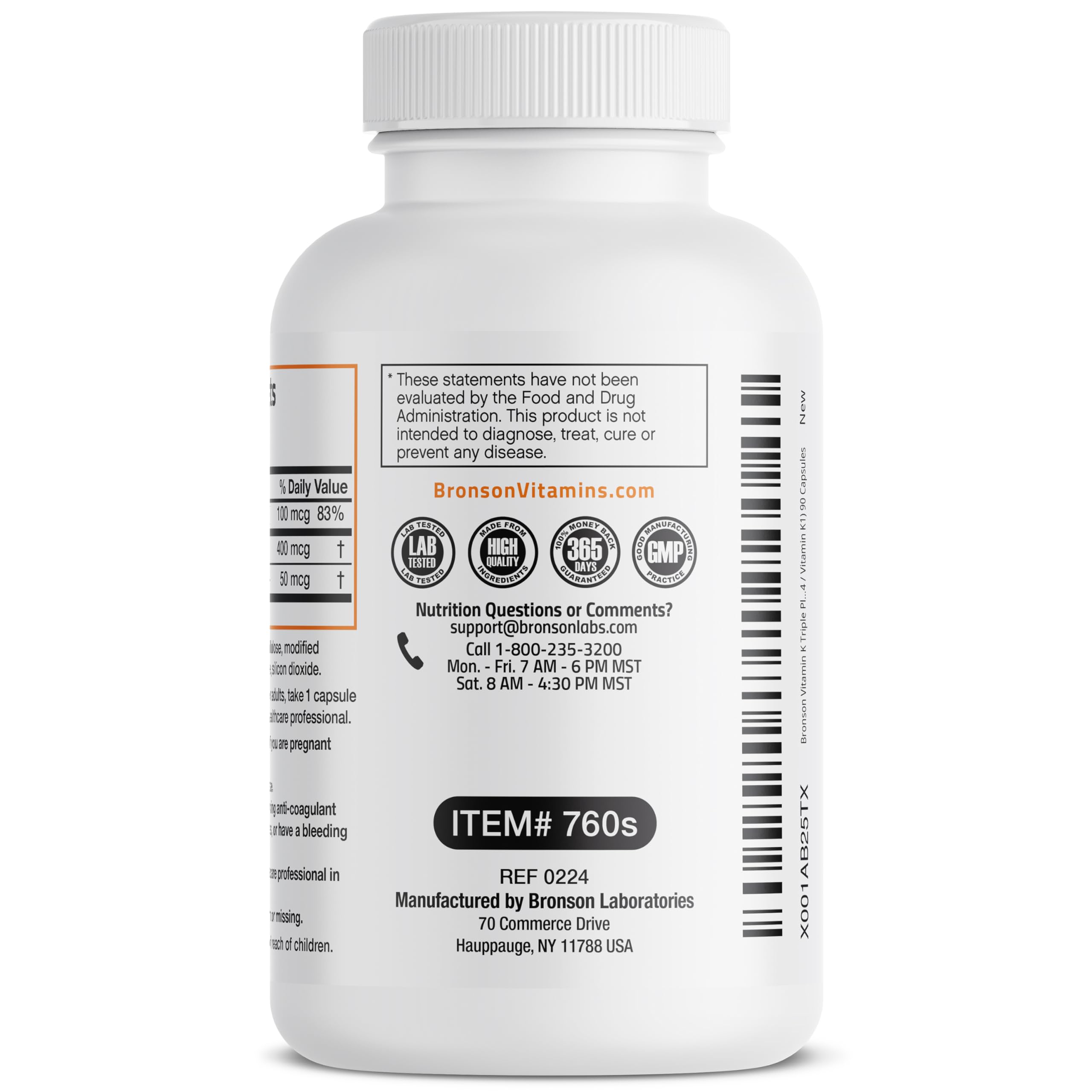 Product box and bottle of Bronson Vitamin K Triple Play