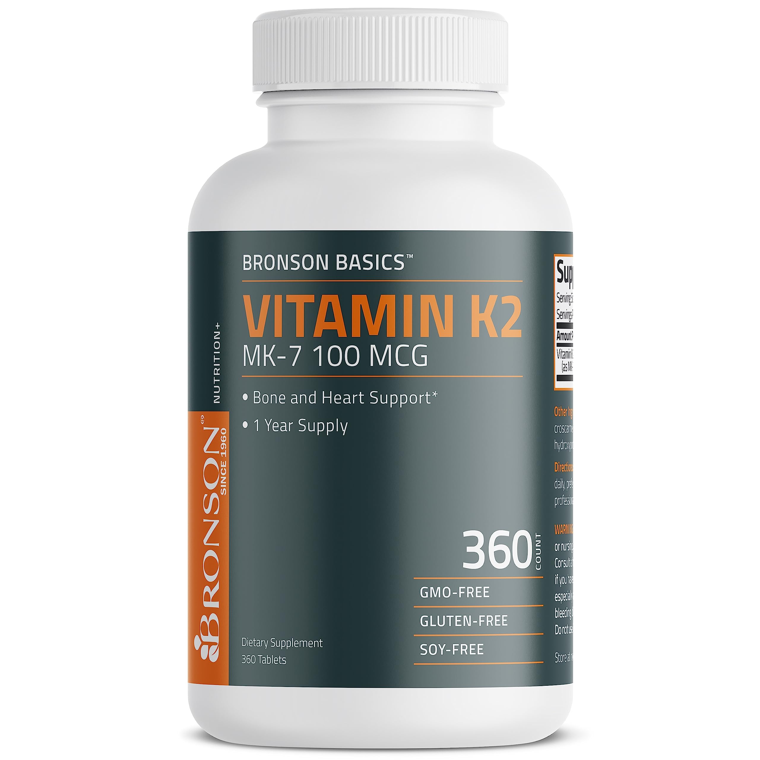 Gluten-free Bronson Vitamin K2 MK-7 product label