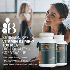 1 year supply Bronson Vitamin K2 MK-7 bottle and packaging
