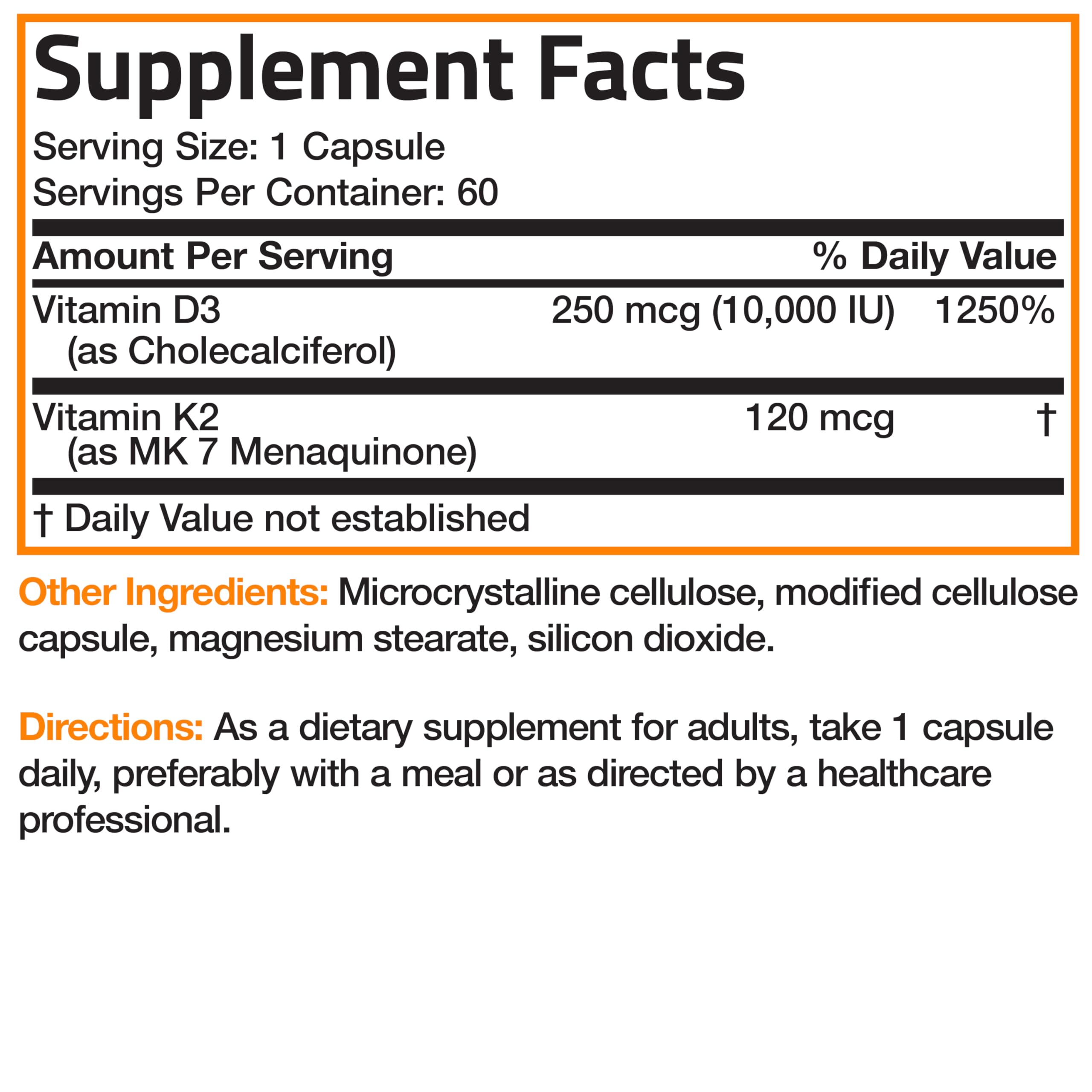 Infographic showing D3 10,000 IU and MK-7 120 mcg