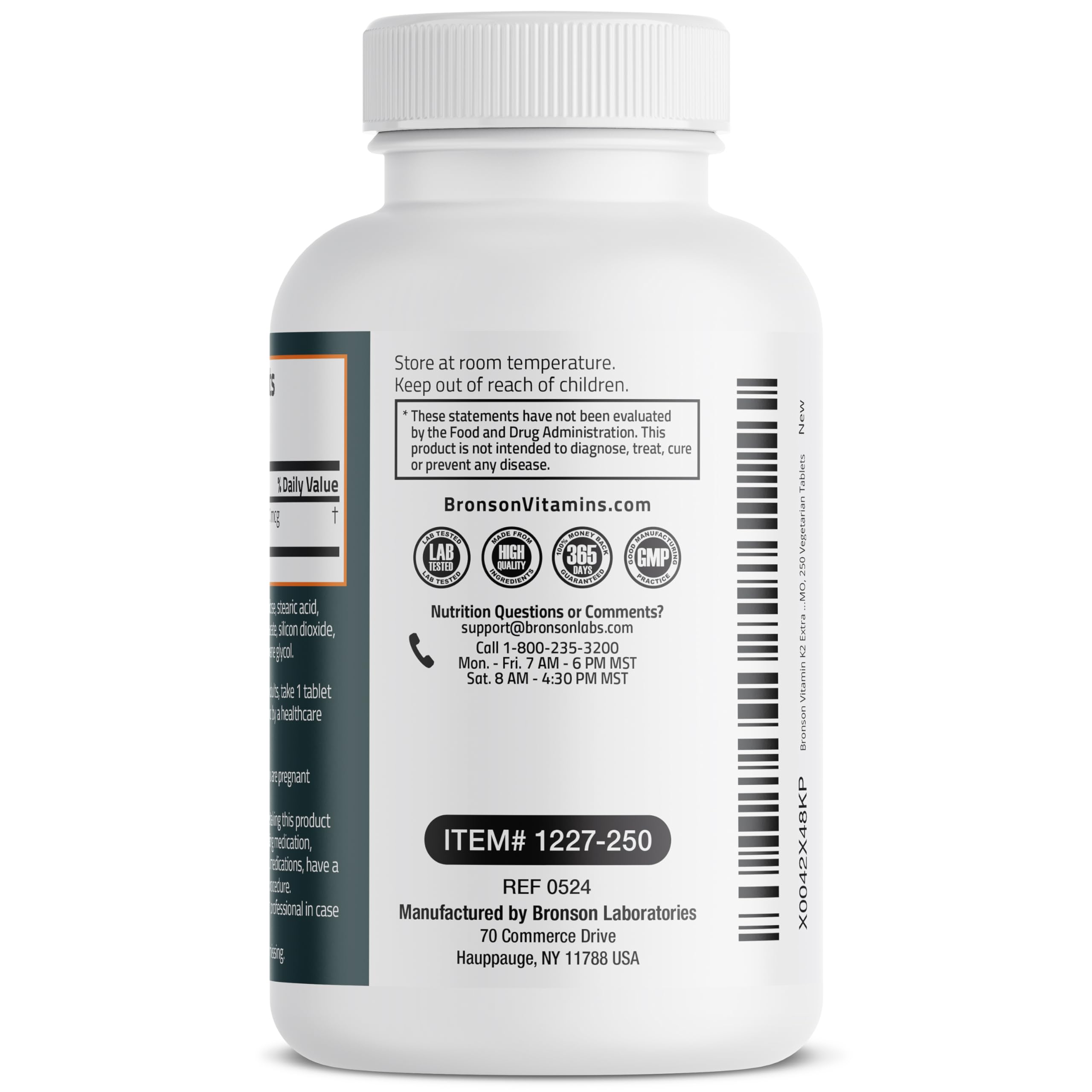 Bronson facility in Hauppauge, New York where Vitamin K2 MK-7 is manufactured