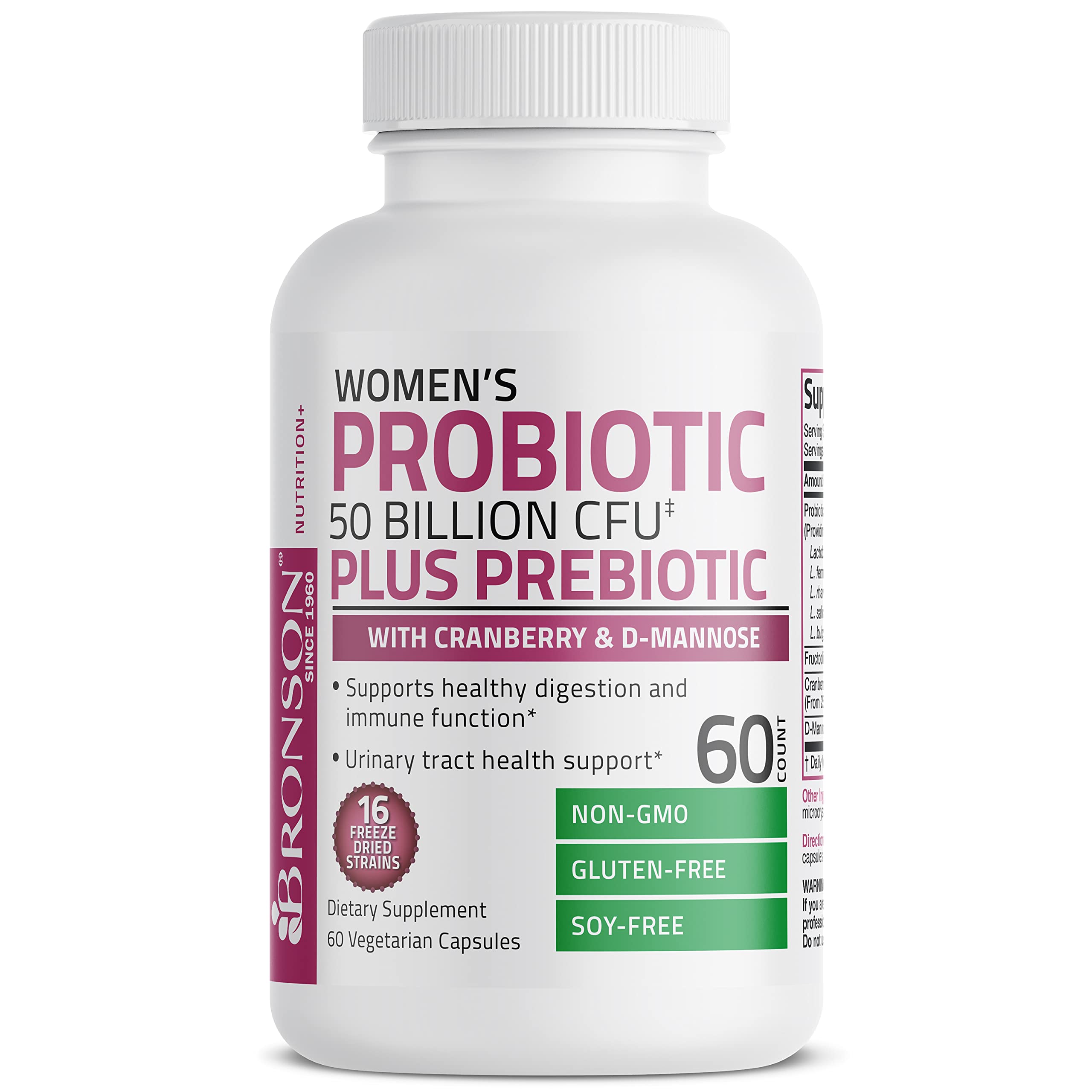 Non-GMO certification label on Bronson probiotic packaging