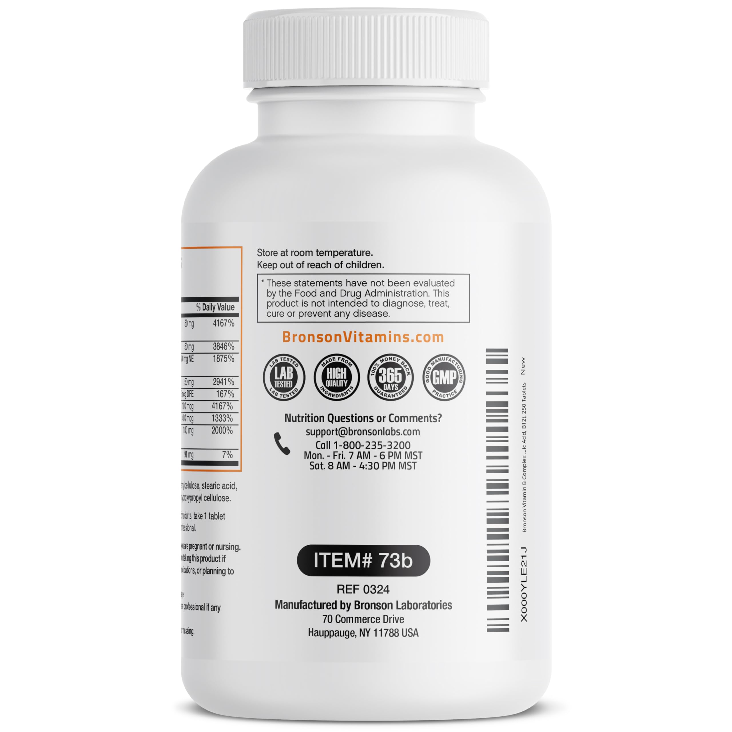 Biotin and Pantothenic acid listed on Bronson B Complex bottle