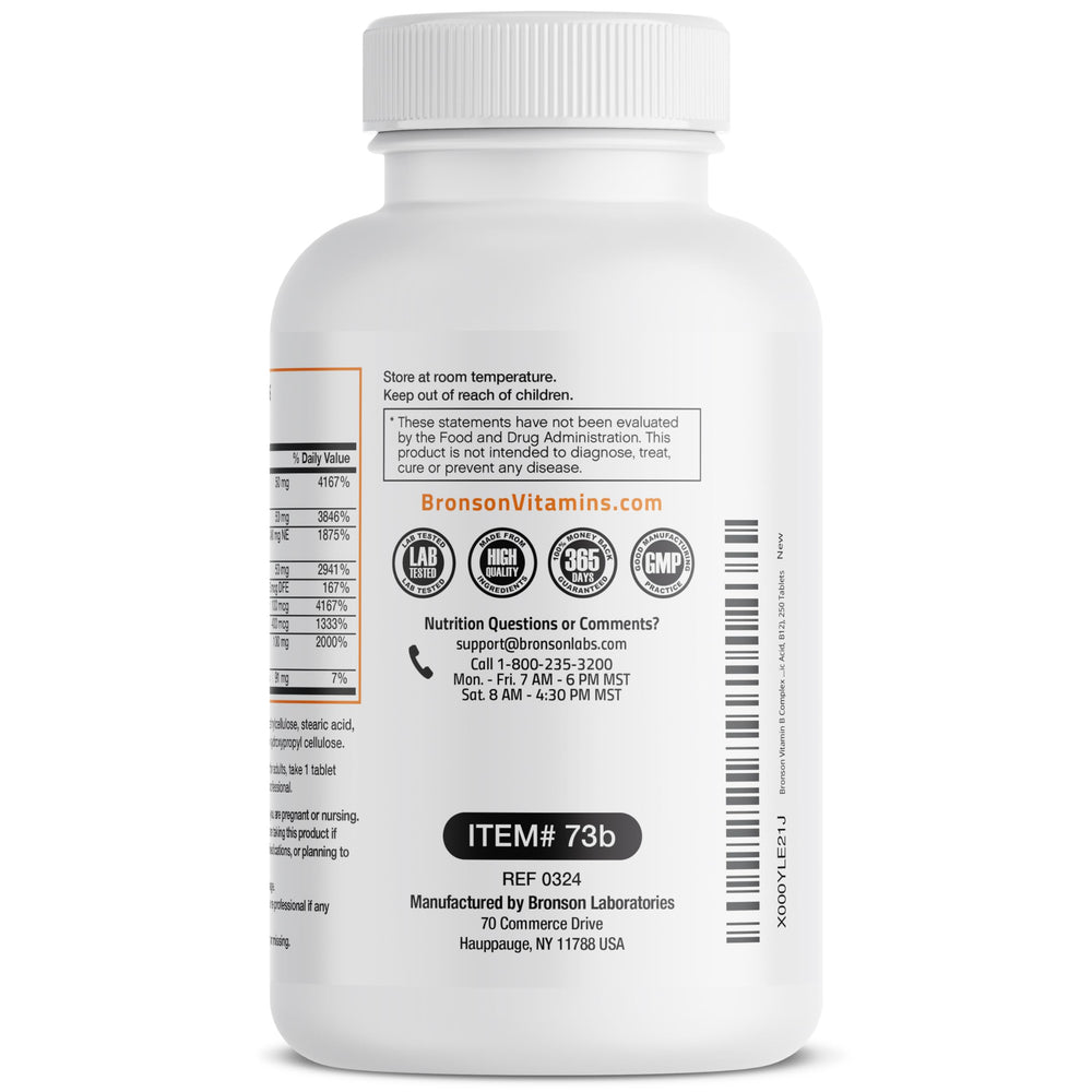 Biotin and Pantothenic acid listed on Bronson B Complex bottle