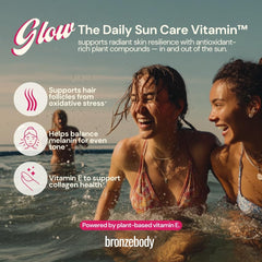 Side view of bronzebody GLOW Capsules bottle