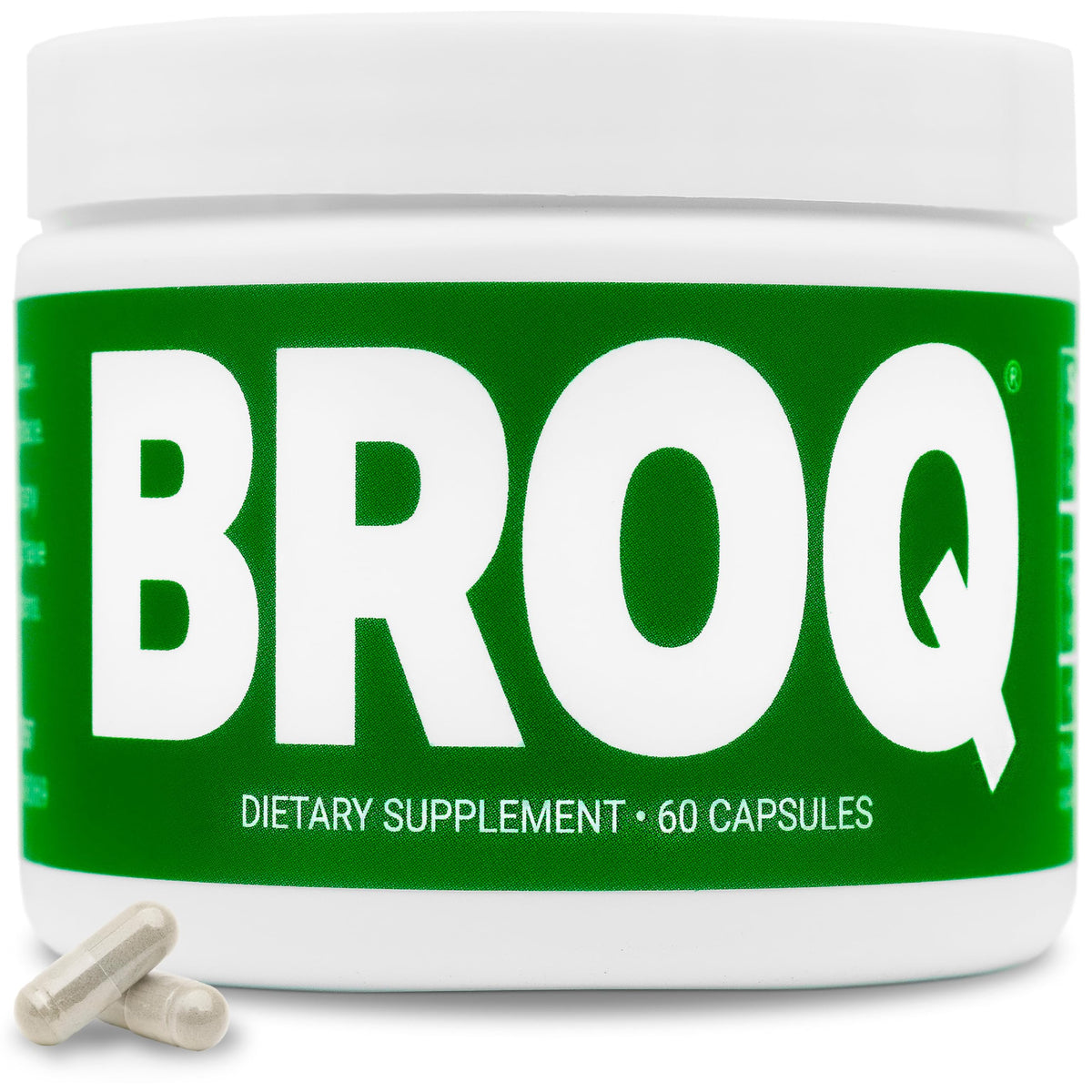 BROQ bottle front view on white background
