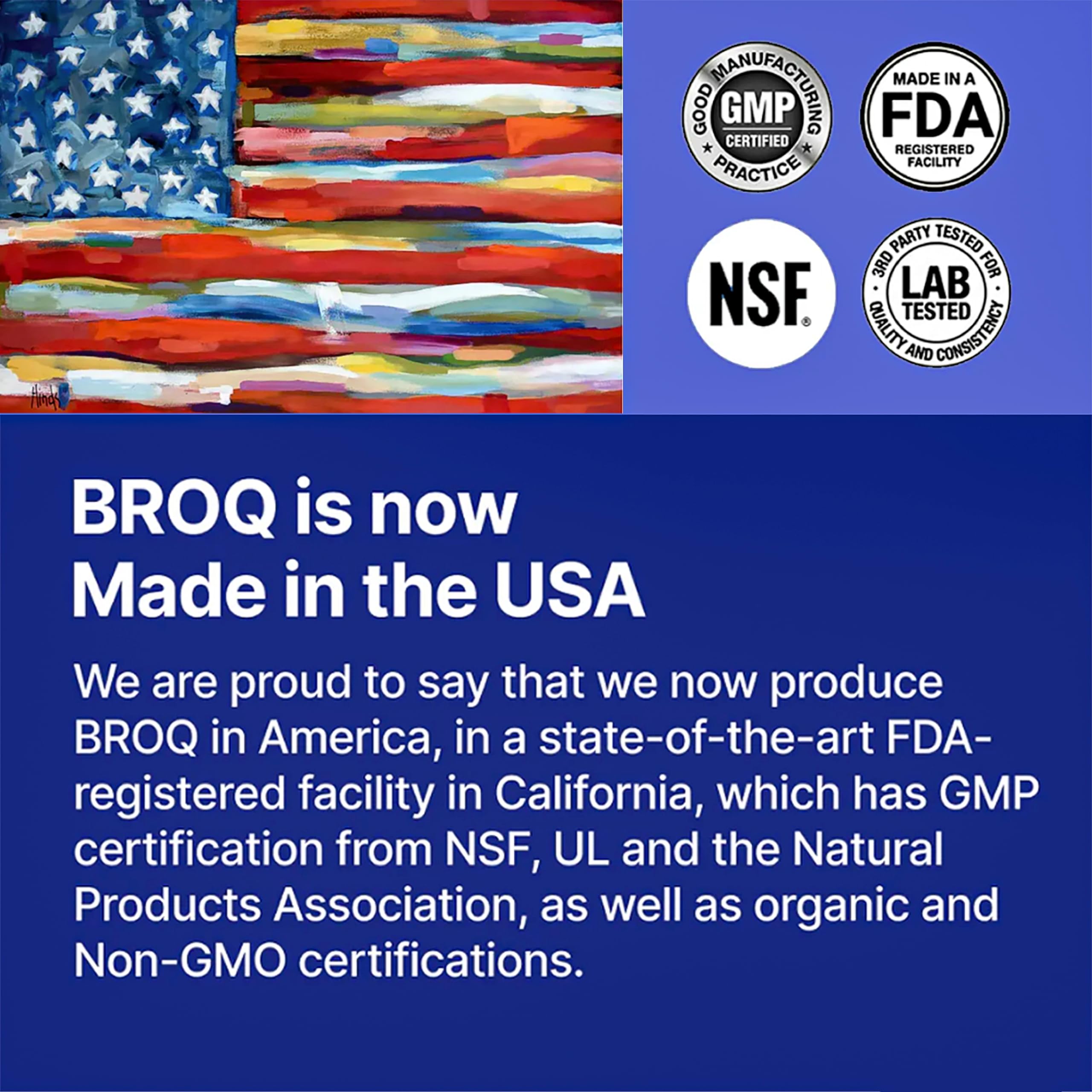 BROQ bottle with green leaf branding