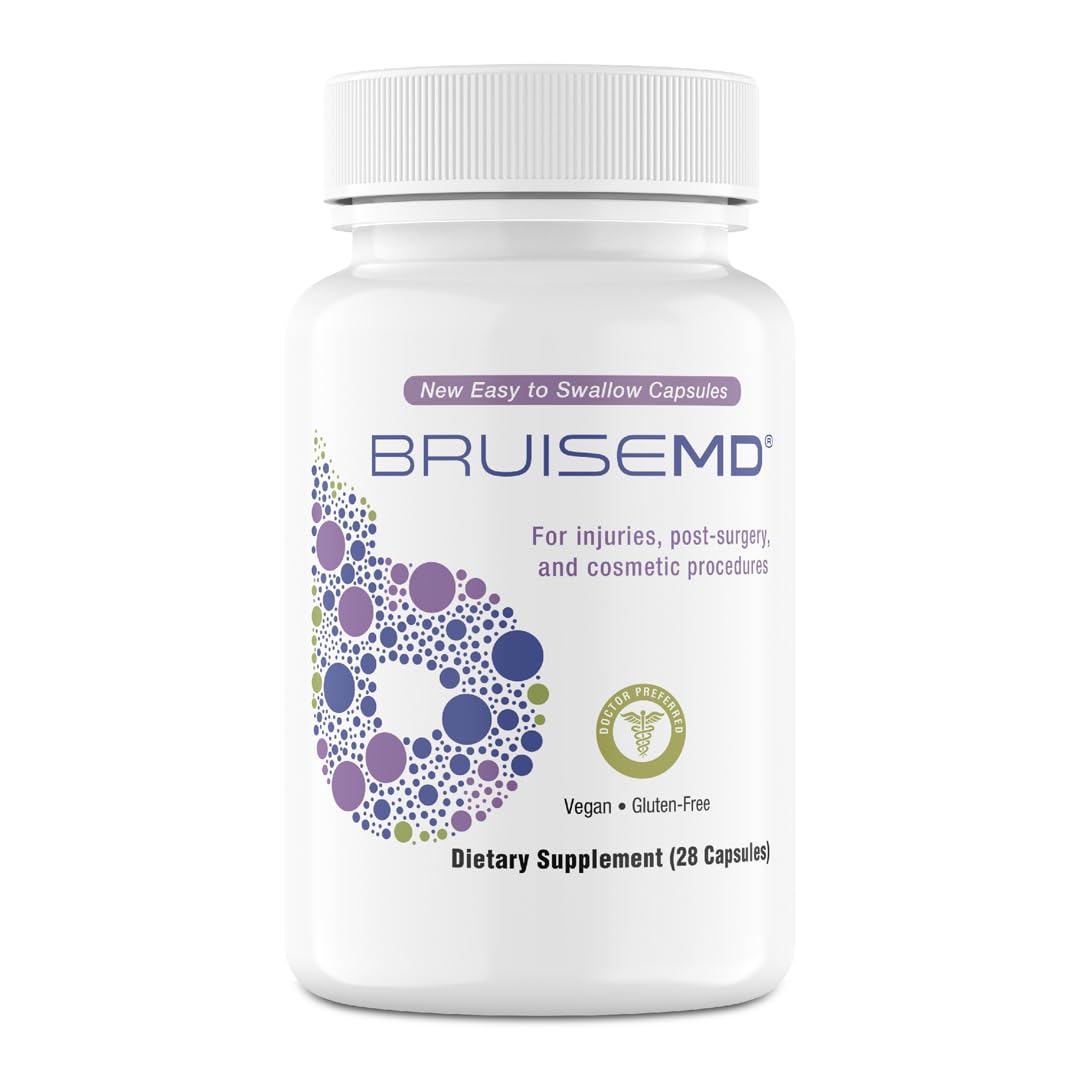 Bottle of BruiseMD Arnica 1000mg + Bromelain 500mg capsules