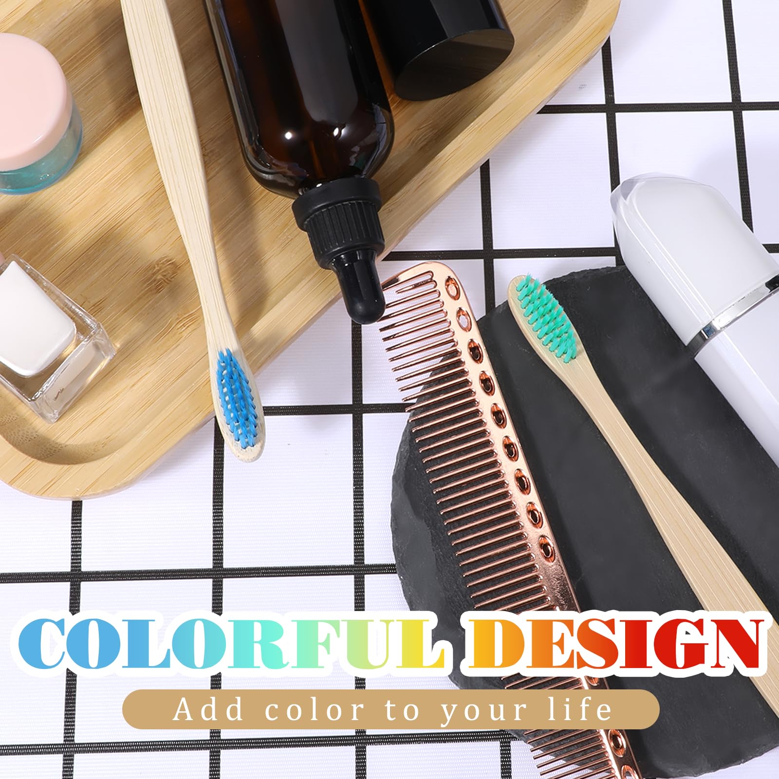 Compact 17.5 cm bamboo toothbrush for on-the-go