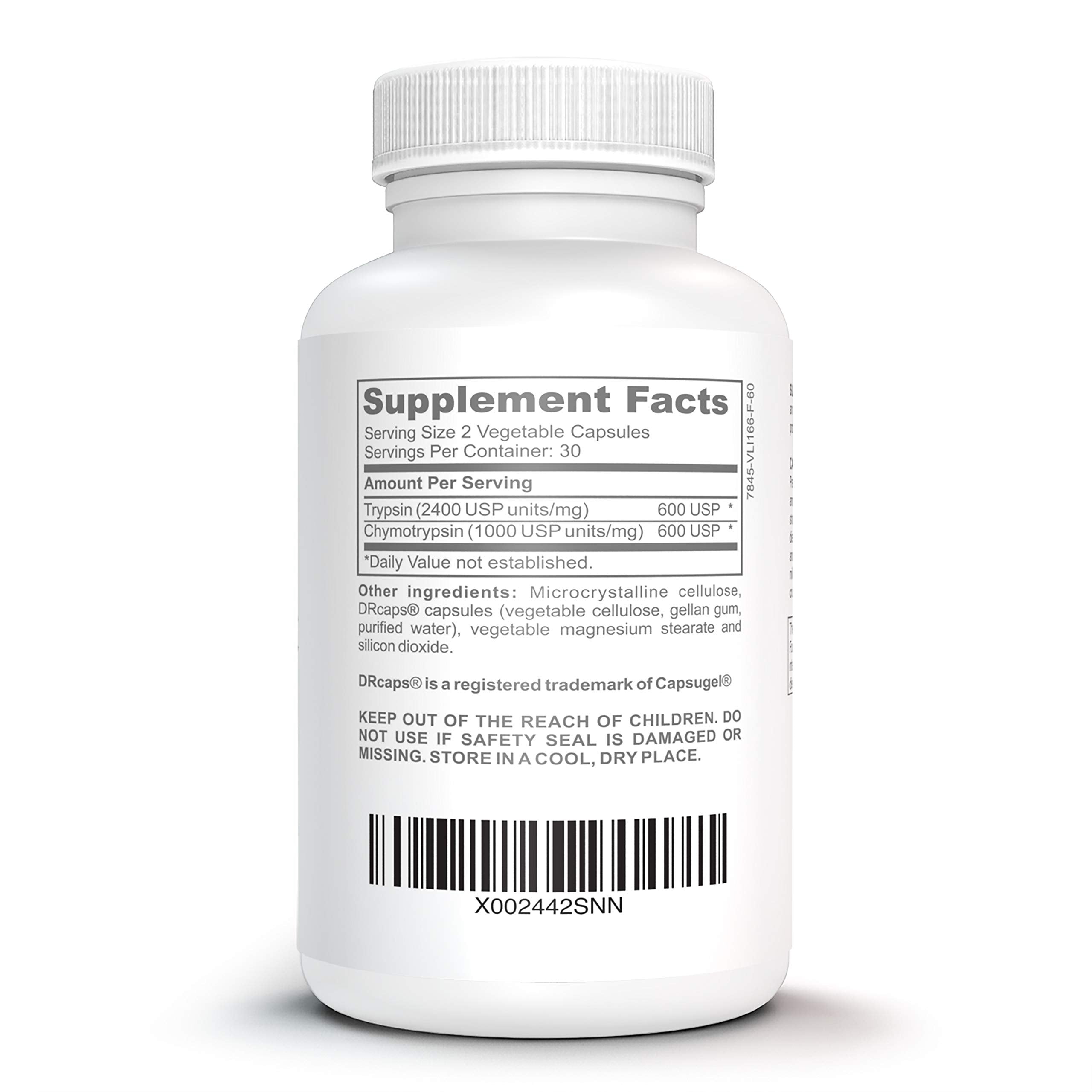 Close-up of Bruizex proteolytic enzyme capsules